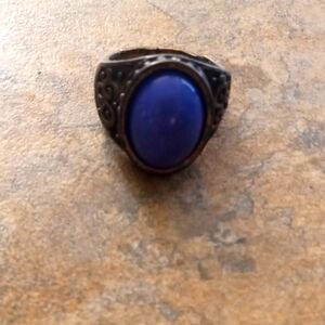 Vintage old Roman ring blue stone one size fits all